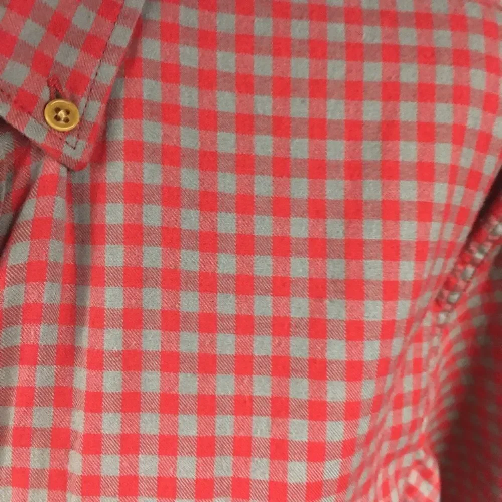 J. Crew Plaid Five Button Down Shirt Medium red gray Slim long sleeves f…